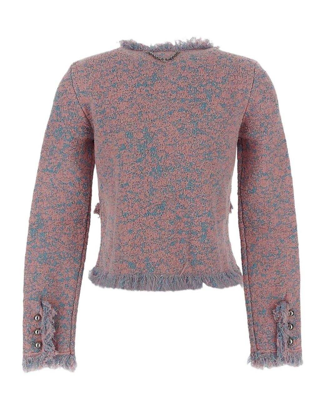 Rabanne Purple Fringed Trim Cardigan