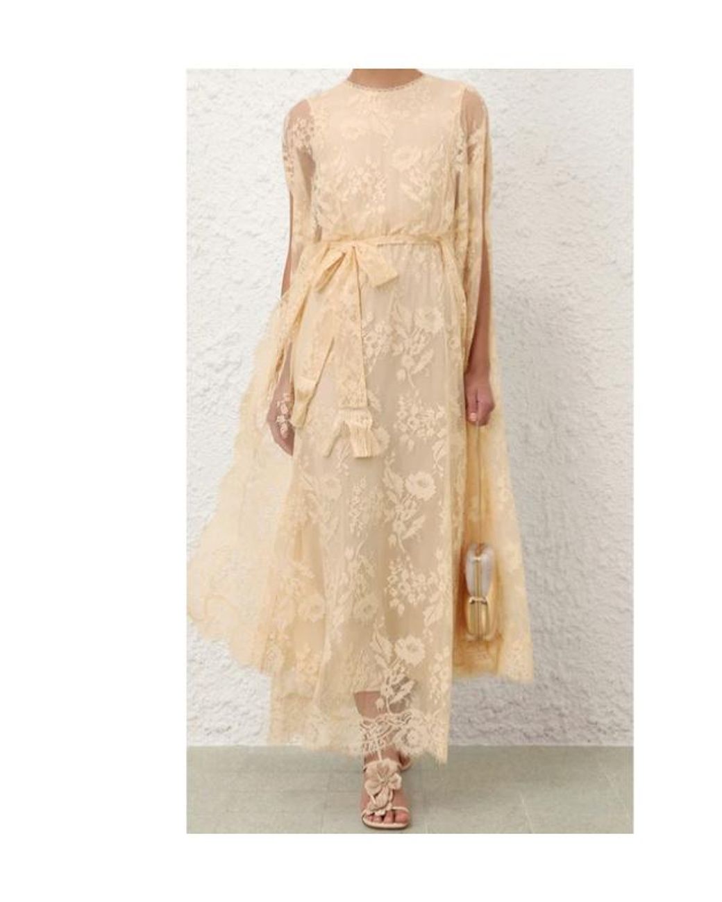Zimmermann Natural Valiant Lace Caped Maxi Dress