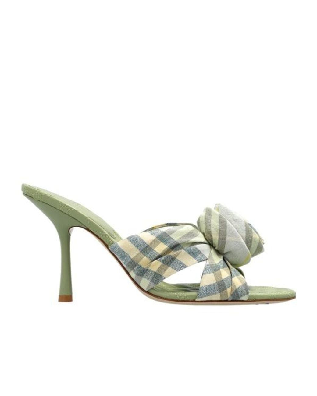 Burberry Metallic Mews Checked Heeled Sandals