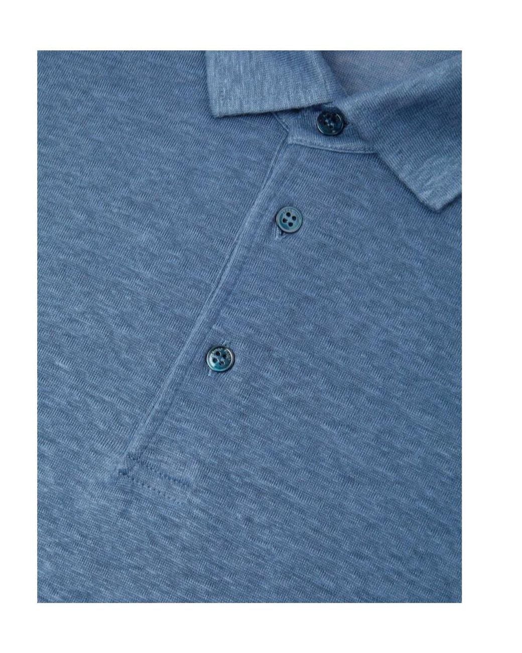 Loro Piana Blue Short-Sleeved Polo Shirt for men