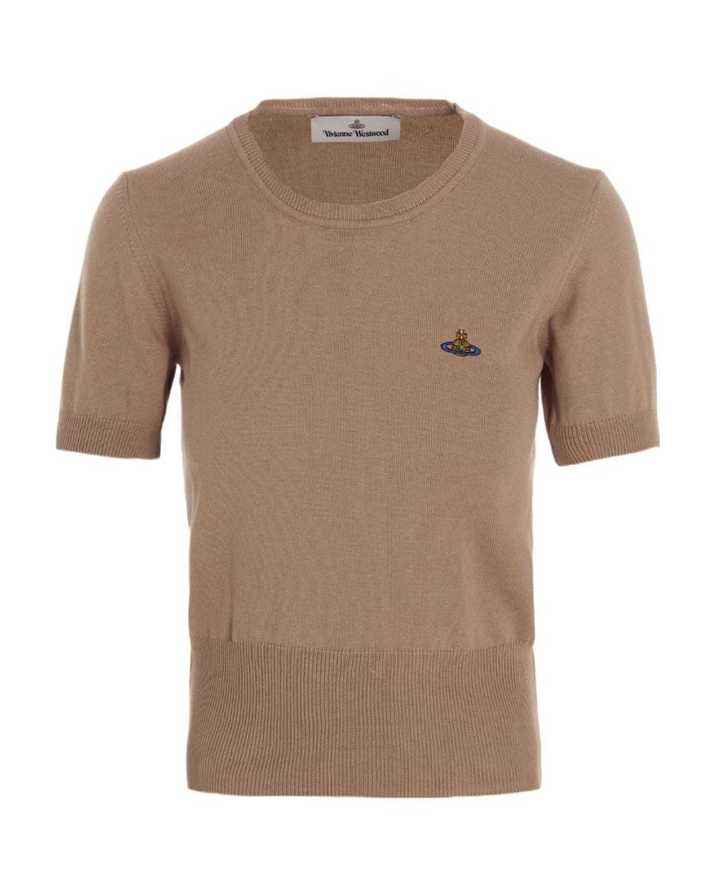 Vivienne Westwood Brown Orb-Embroidered Knitted Top
