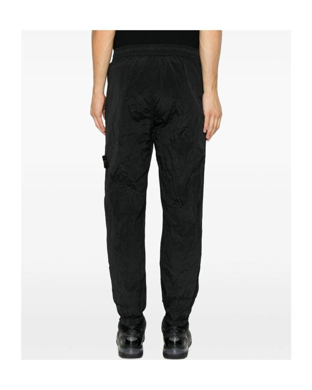 Stone Island Black Logo Patch Track Pants for men