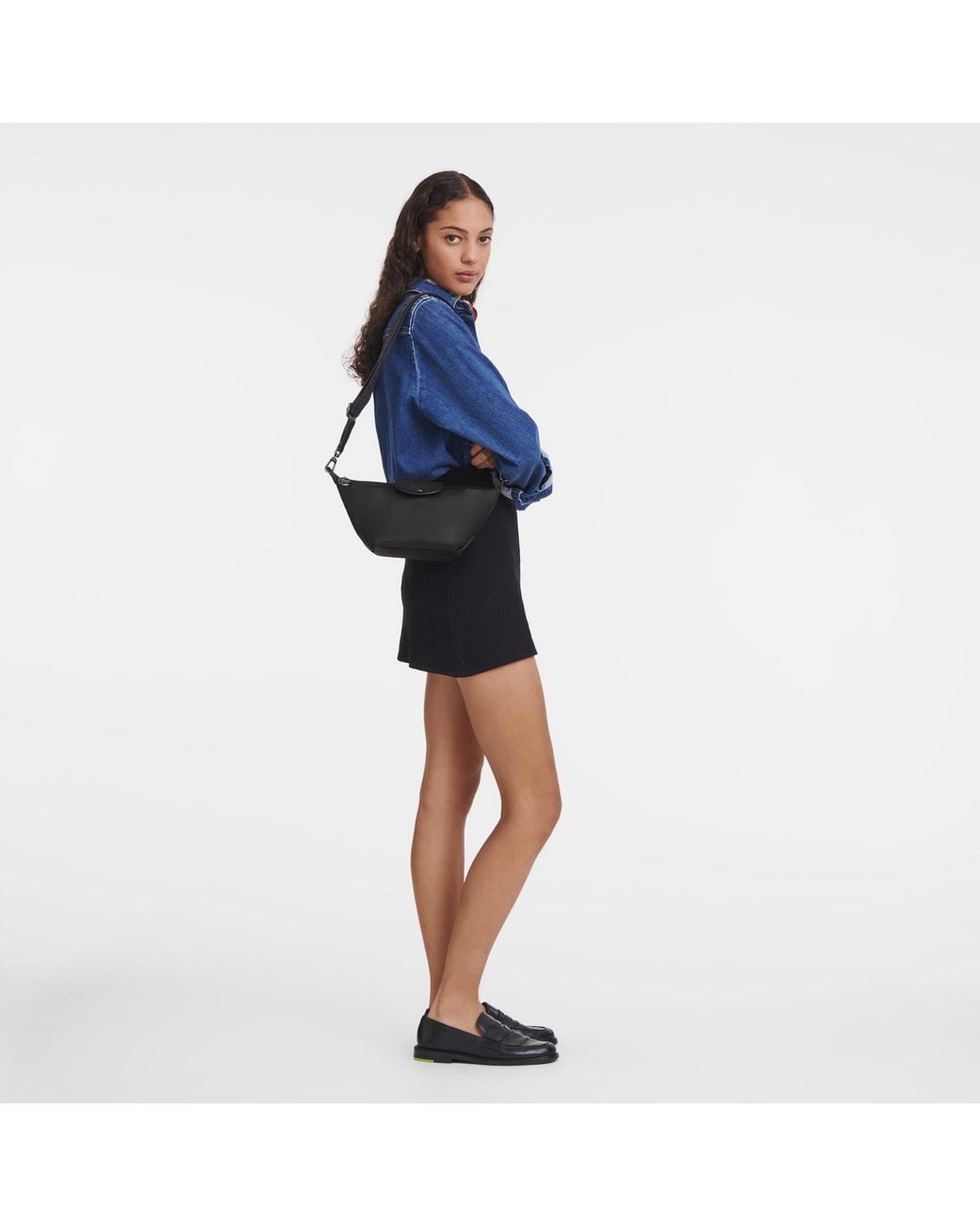 Longchamp Black Extra Xs Le Pliage Zipped Crossbody Bag
