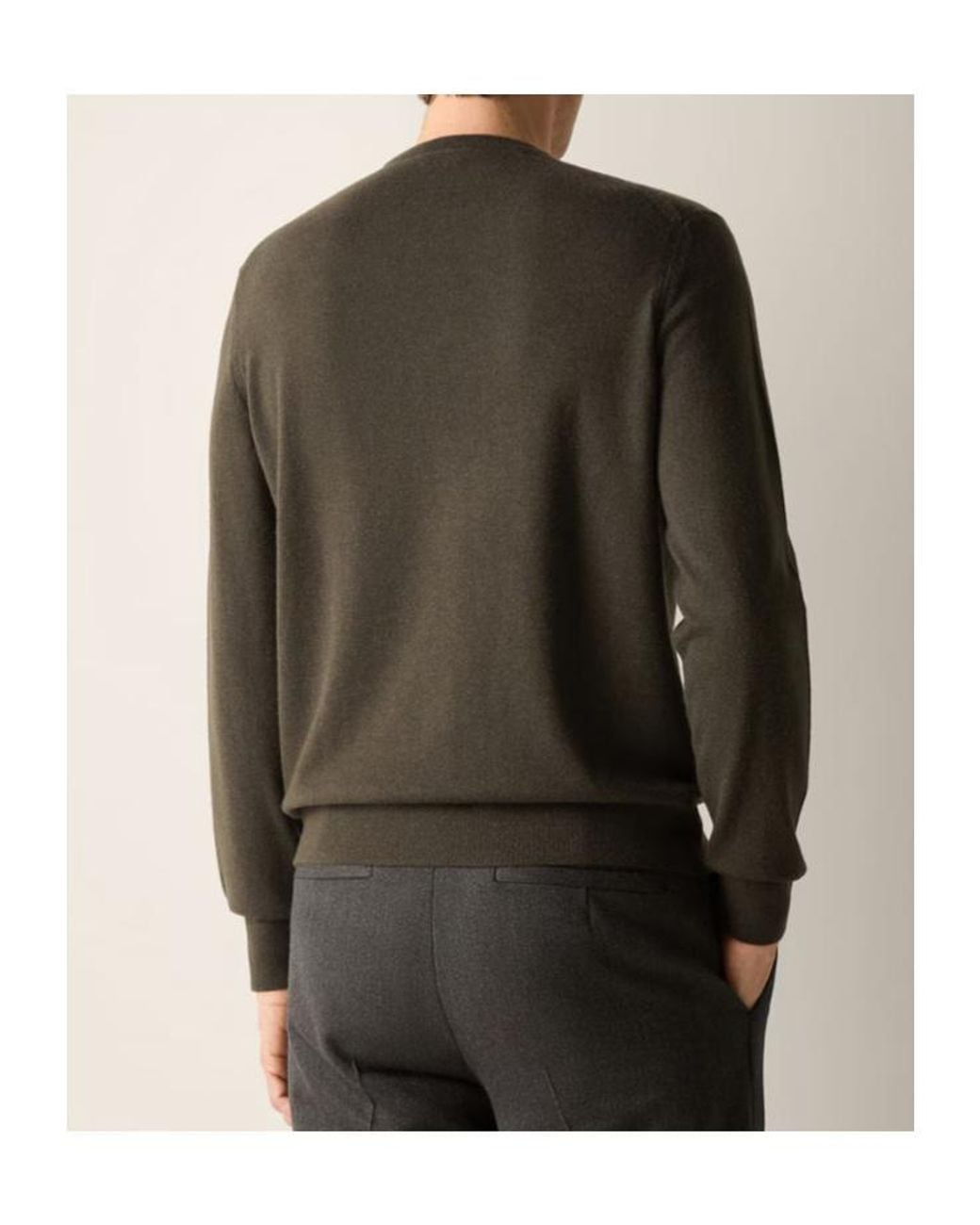 Zegna Green Crewneck Cashmere Knitted Sweater for men