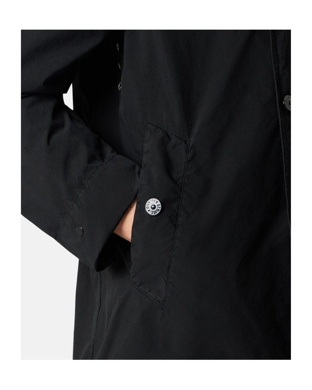 Stone Island Black Short Trench Coat With Matt Appearance And Anti-Drop for men