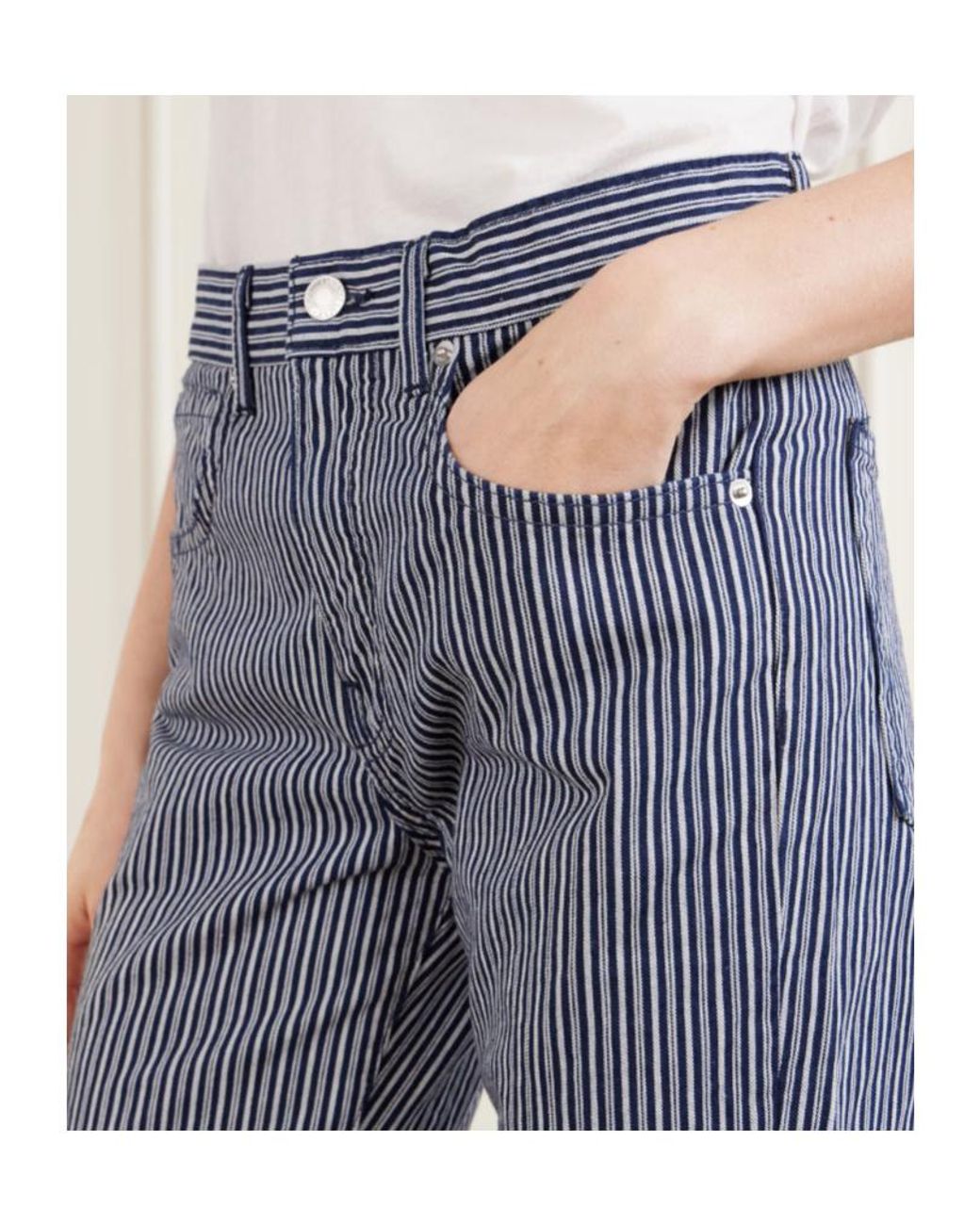 Nili Lotan Blue Celia Striped Straight-Leg Jeans
