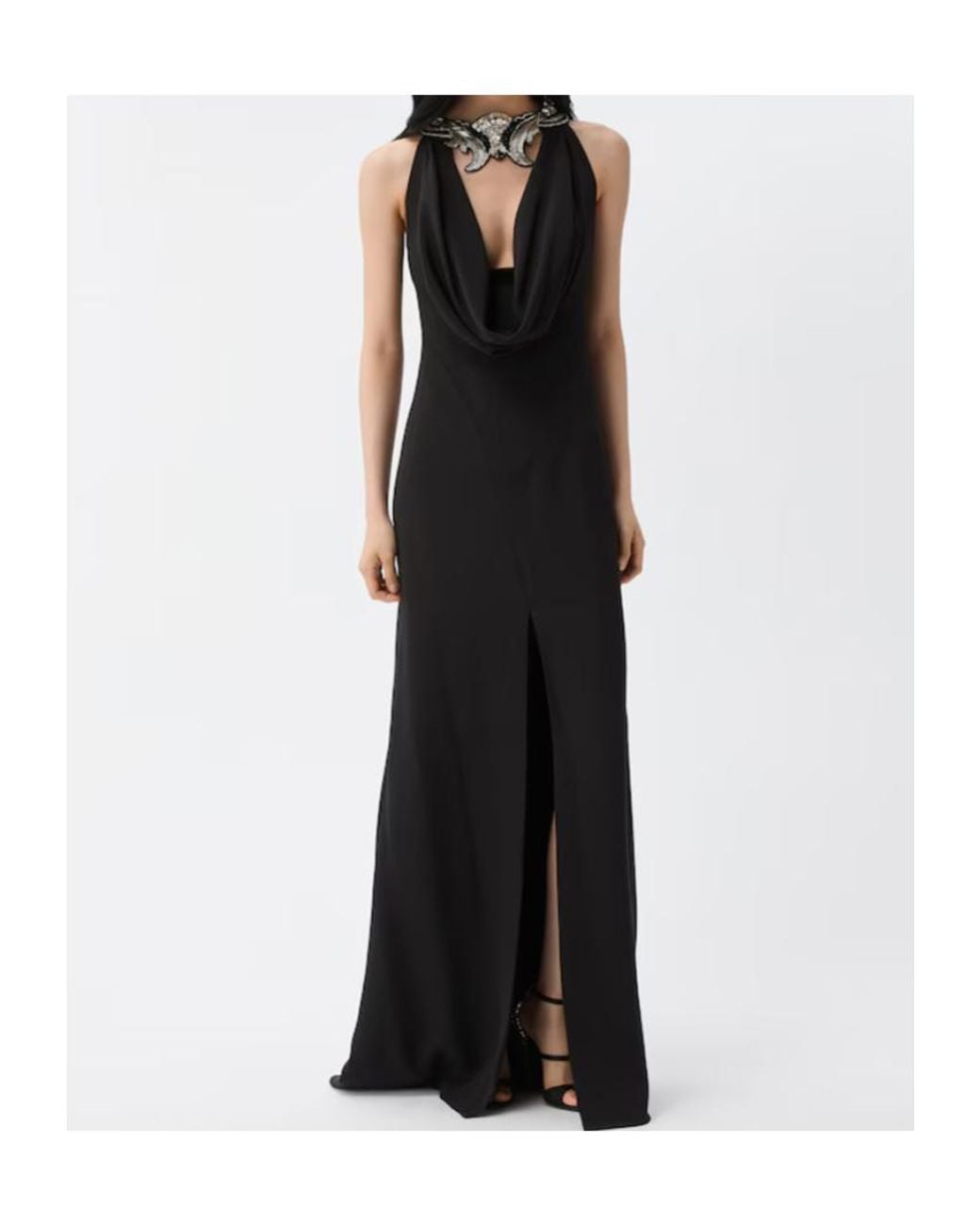 Versace Black Embellished Halterneck Dress