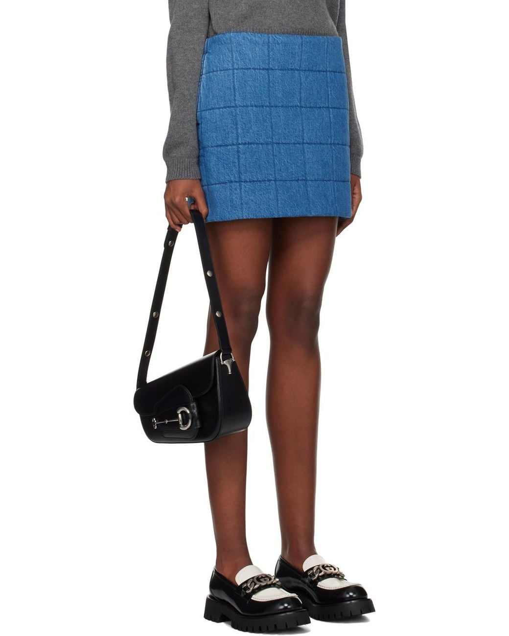 Gucci Blue Denim Quilted Skirt