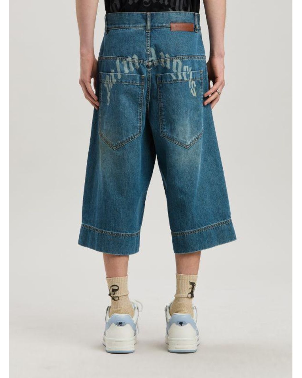 Palm Angels Blue G-Curved Shorts for men