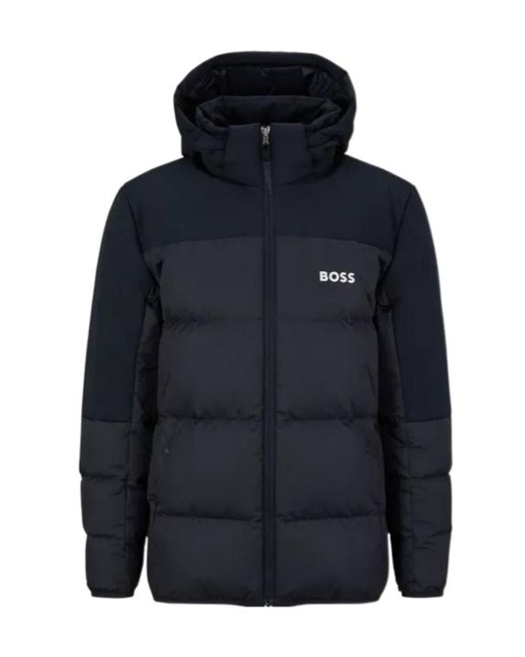 Boss Blue Logo Hooded Down Jacket for men