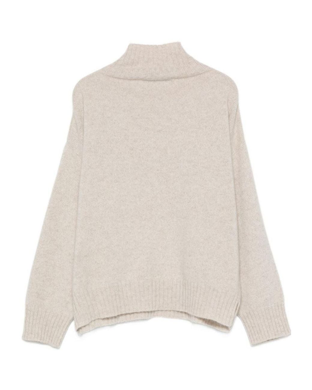 D.exterior Natural Cashmere Mock Neck Knitted Sweater