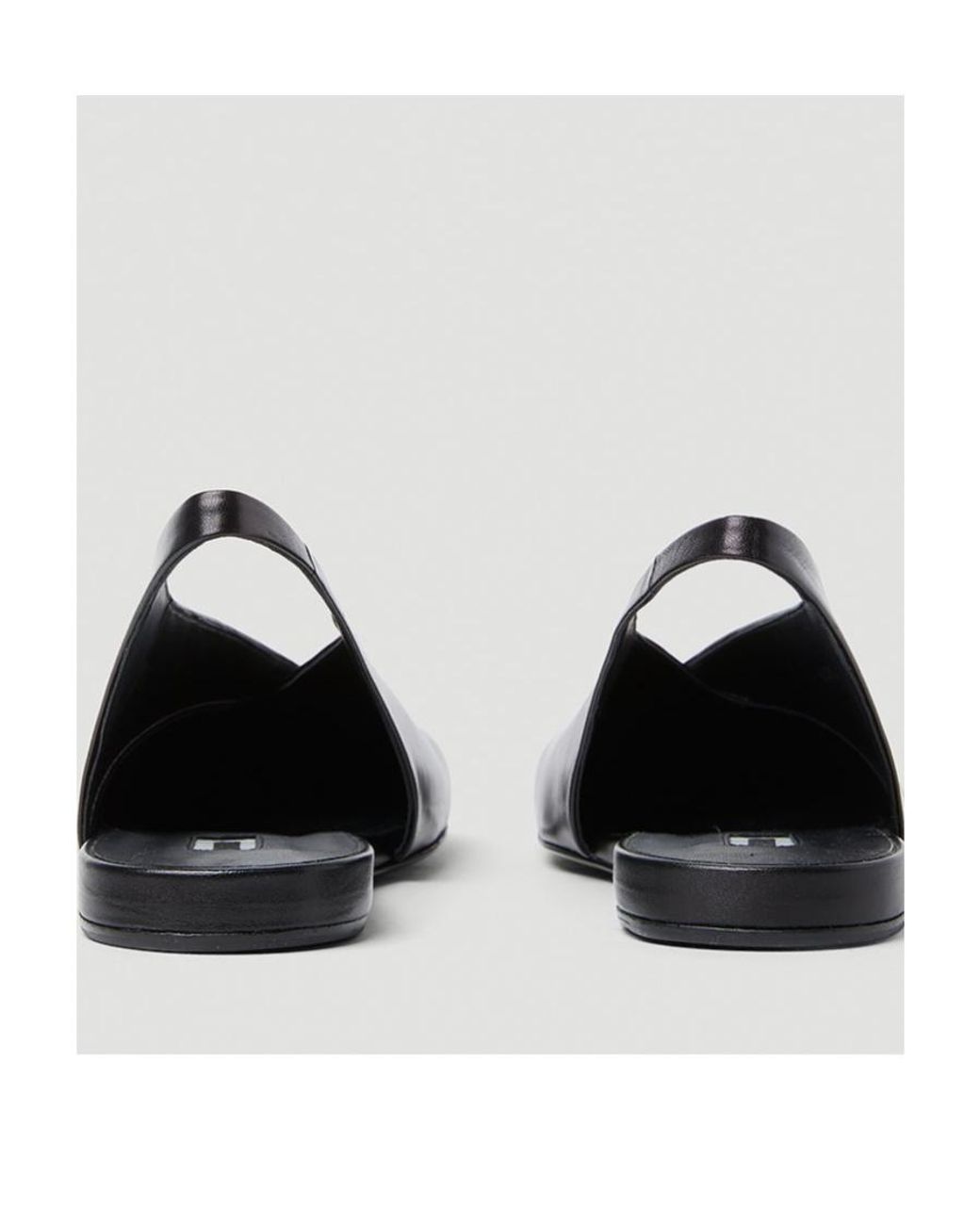 Jil Sander Black Asymmetric-Toe Ballerina Shoes