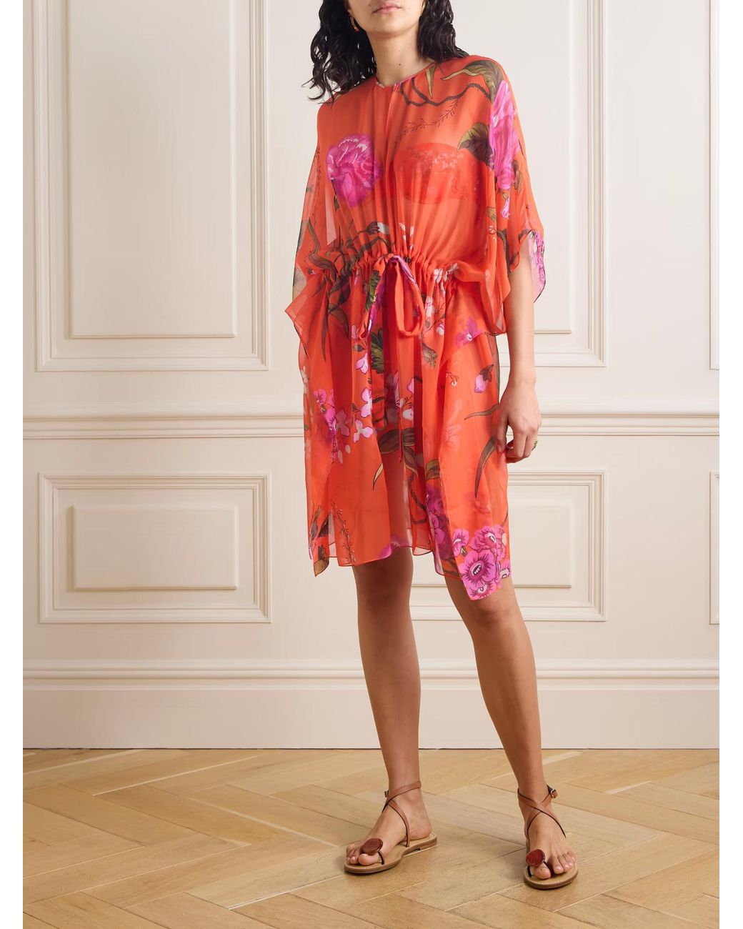 Erdem Red Floral-Print Cotton And Silk-Blend Mini Dress