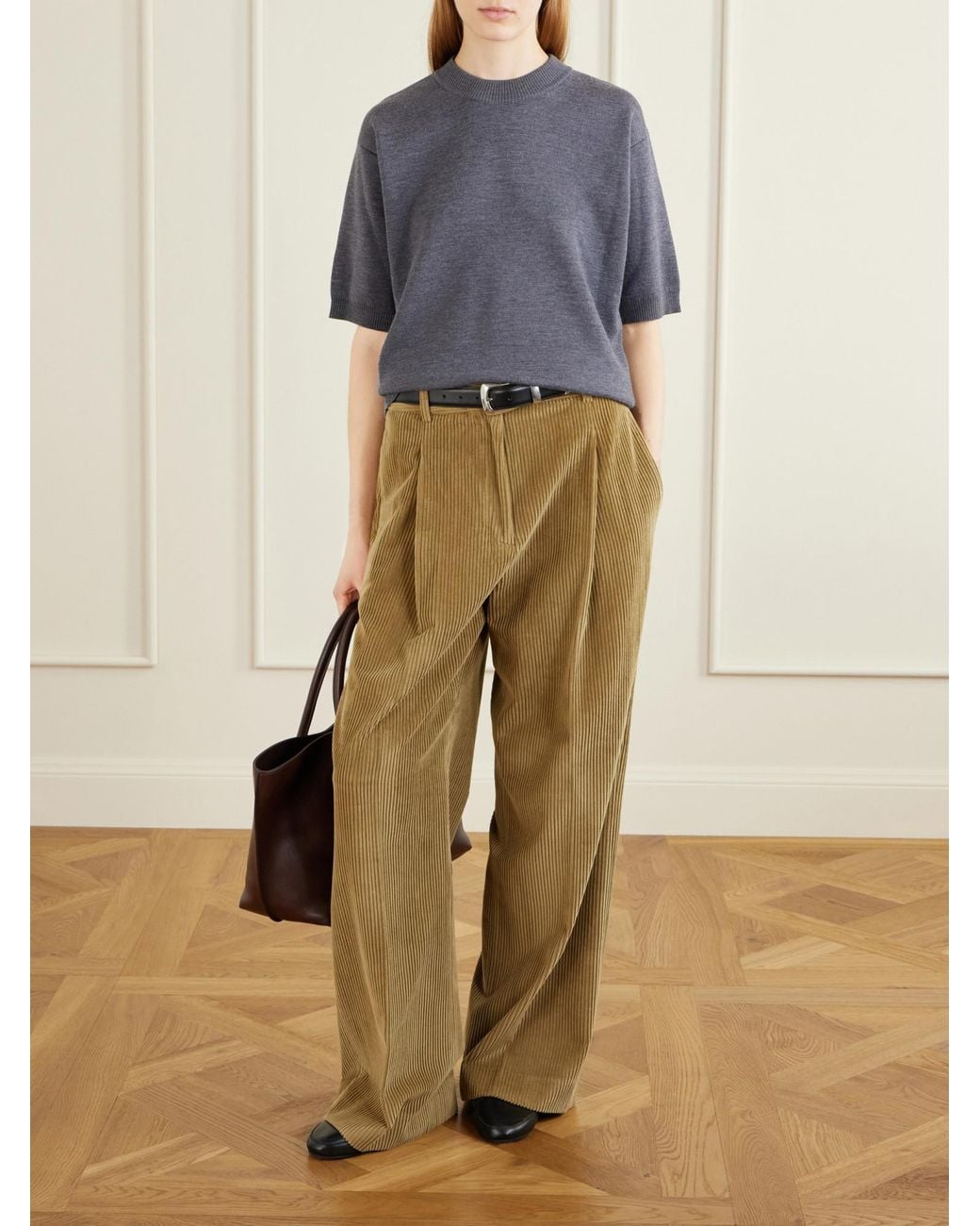 Rohe Natural Cotton-Corduroy Wide-Leg Pants
