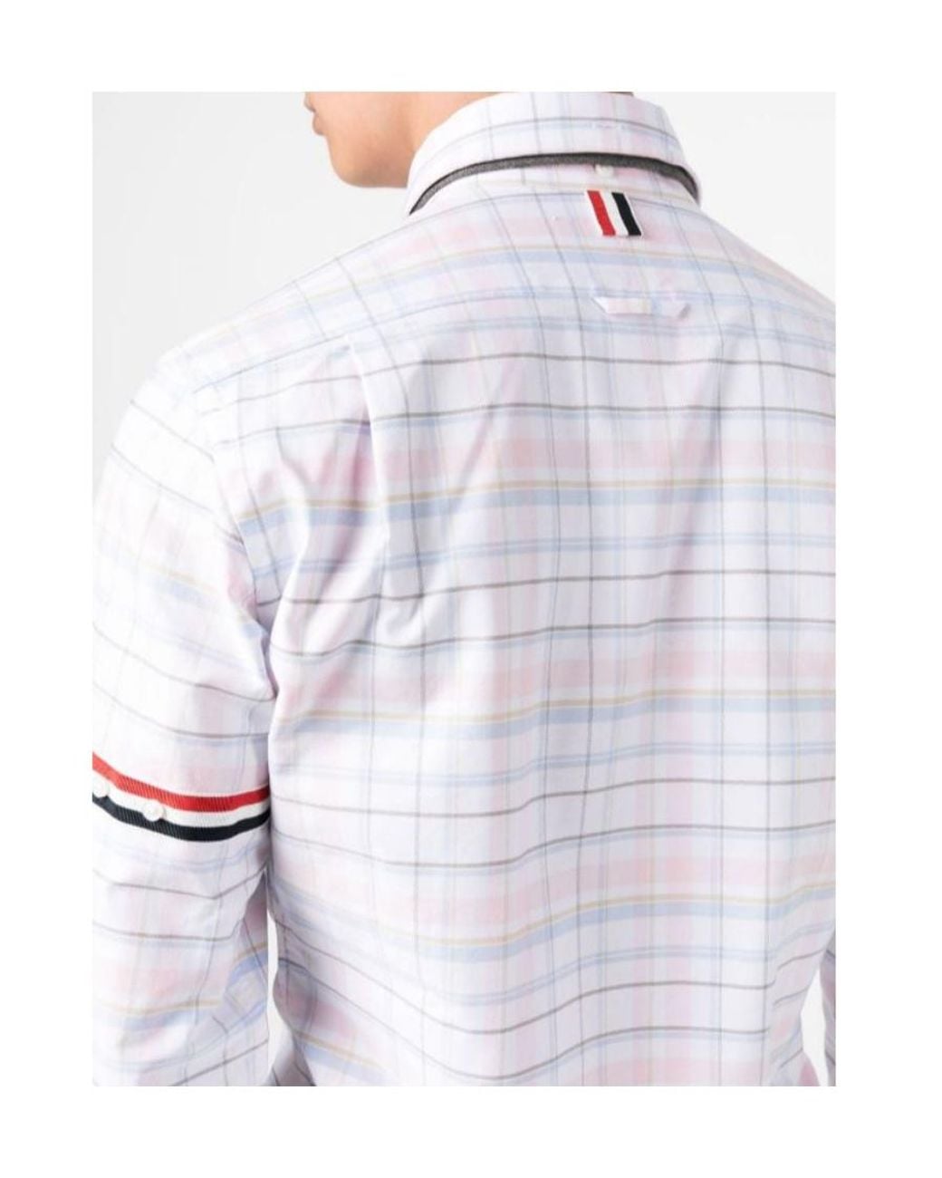 Thom Browne White Checked Long-Sleeved Shirt for men