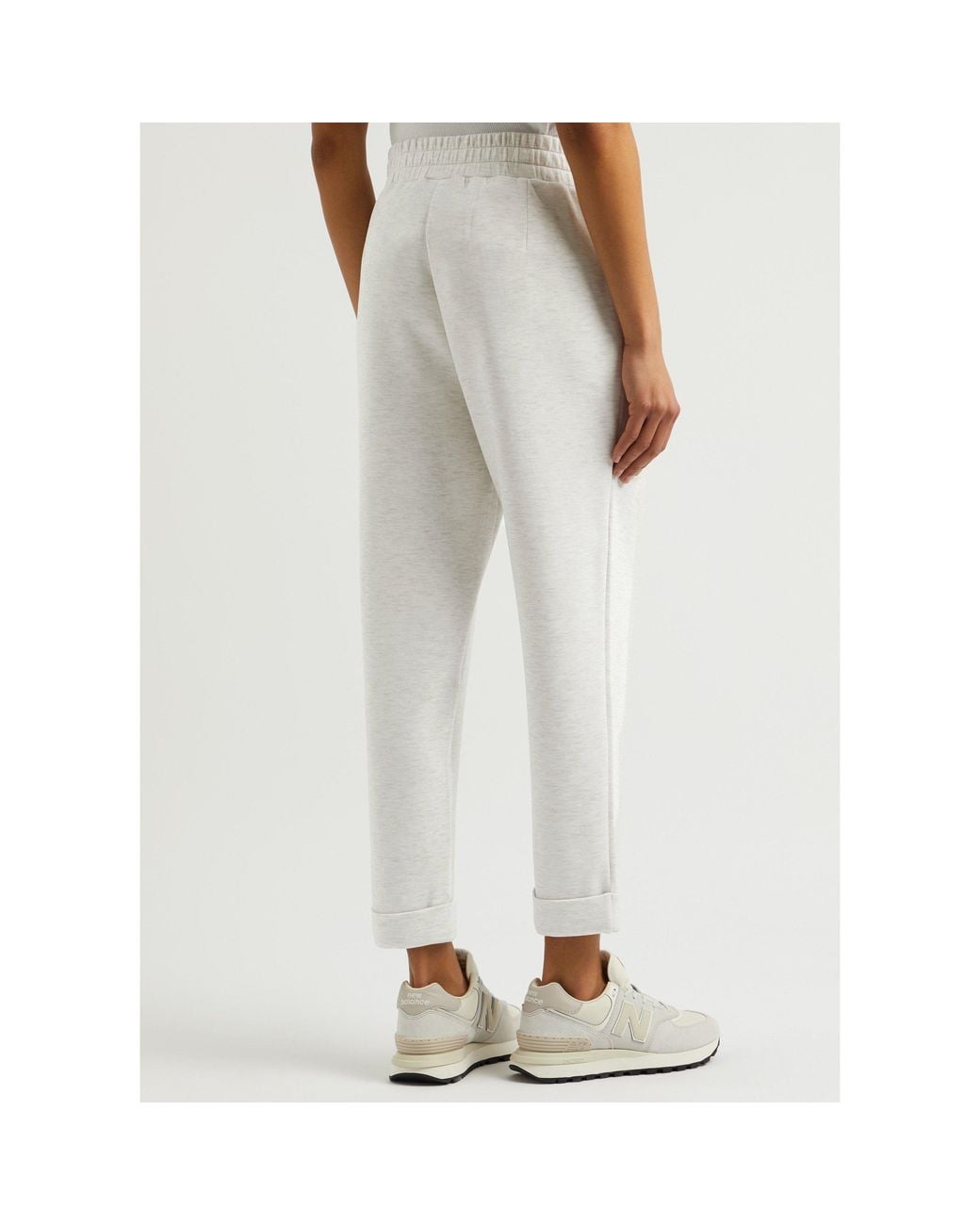 Varley White Elastic Waist Cropped Trousers