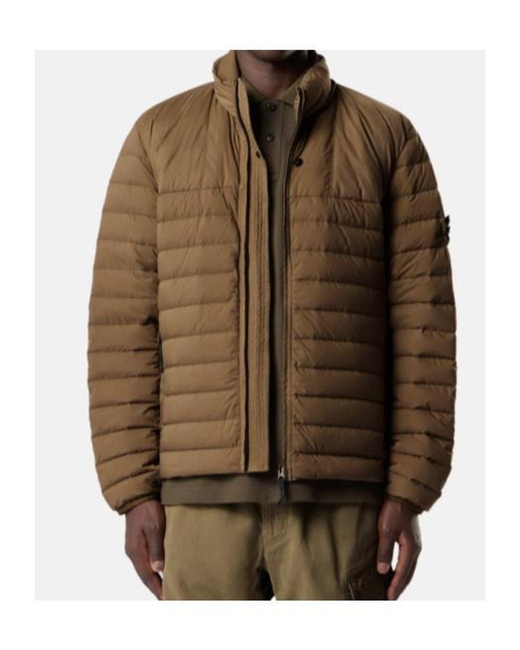 Stone Island Brown Zip-Up Down Jacket for men