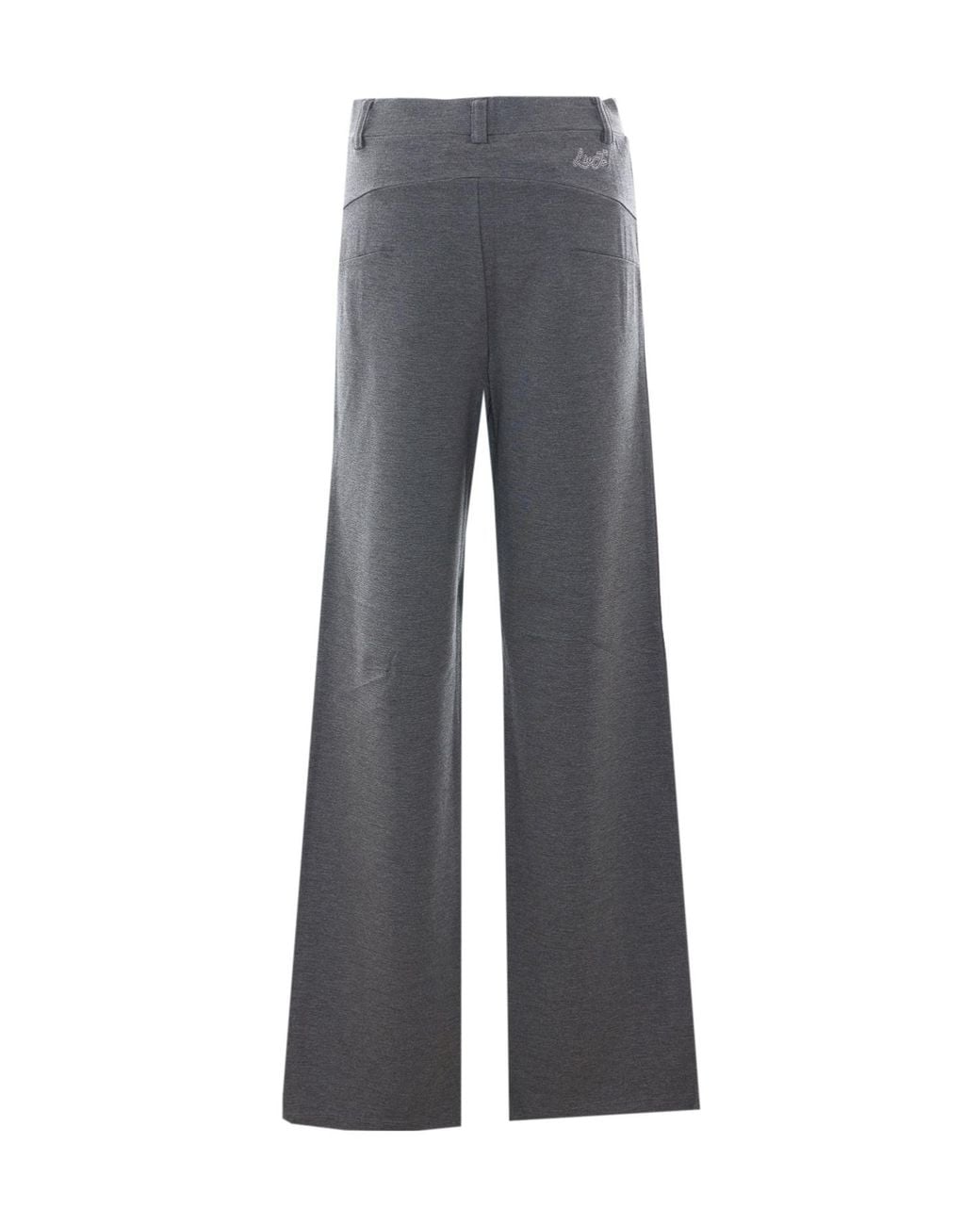 Liu Jo Gray Logo Detail Wide-Leg Pants