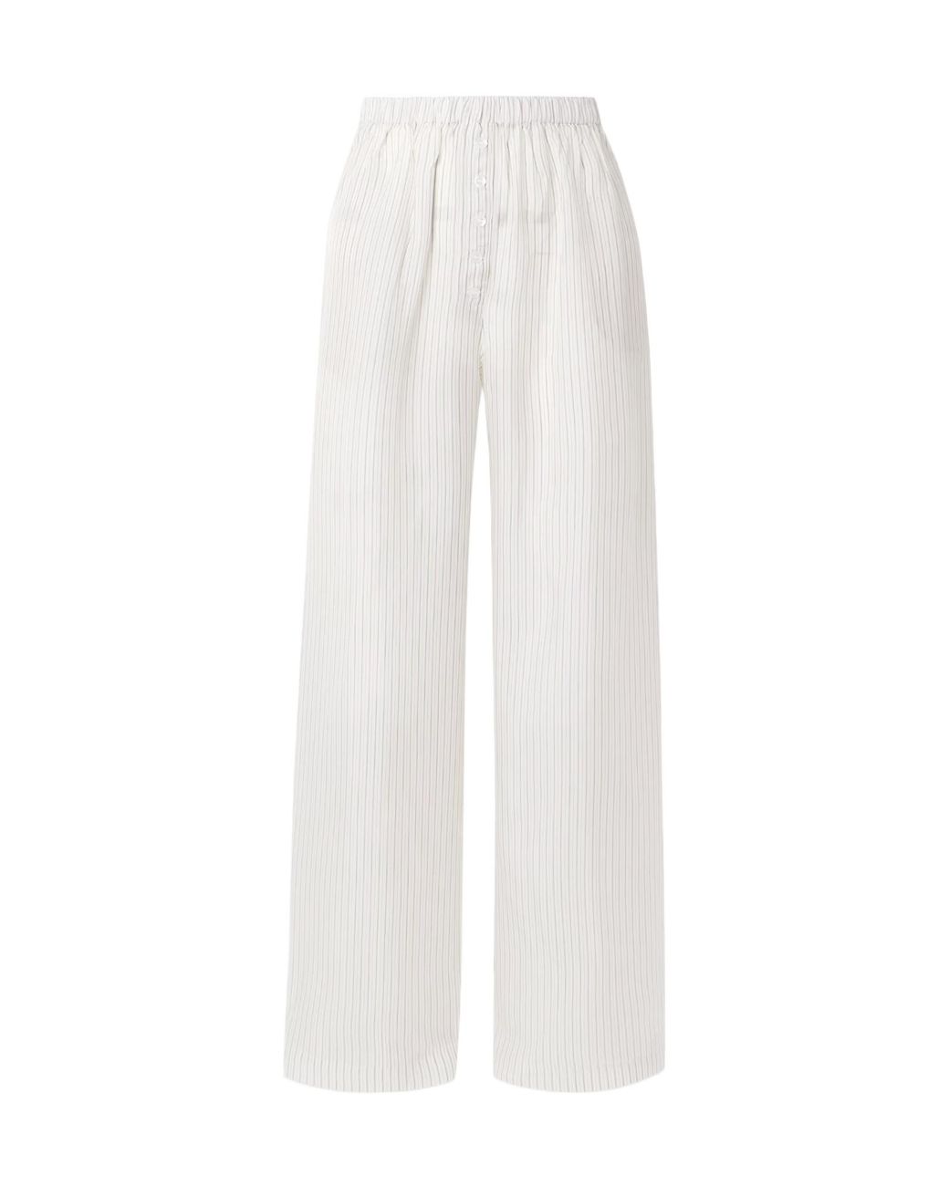 Frankie Shop White Striped Wide-Leg Casual Pants