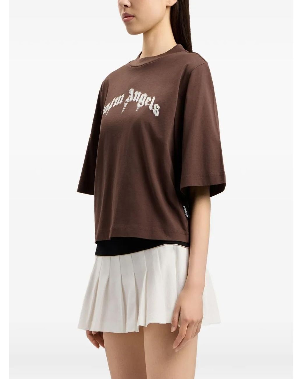 Palm Angels Black Curved Logo Boxy T-Shirt