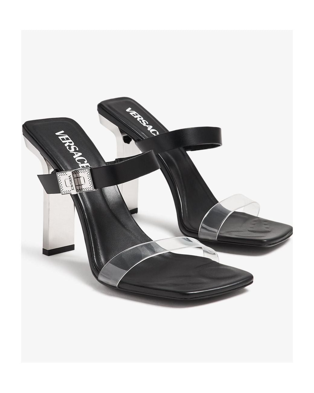 Versace White Heeled Slippers