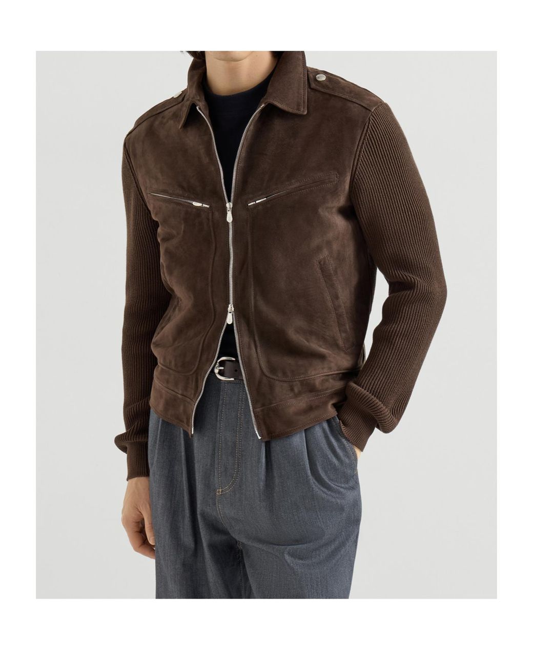 Brunello Cucinelli Brown Suede Jacket for men