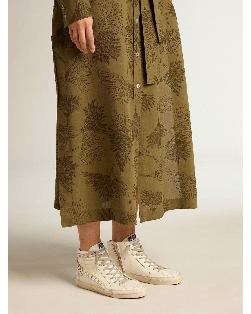 Golden Goose Deluxe Brand Natural Slide With Metallic Leather Star And Leather Flash With Stars