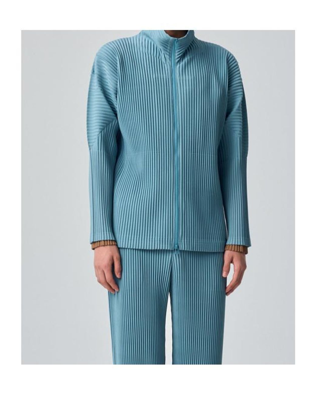 Homme Plissé Issey Miyake Green Color Pleats Jacket for men