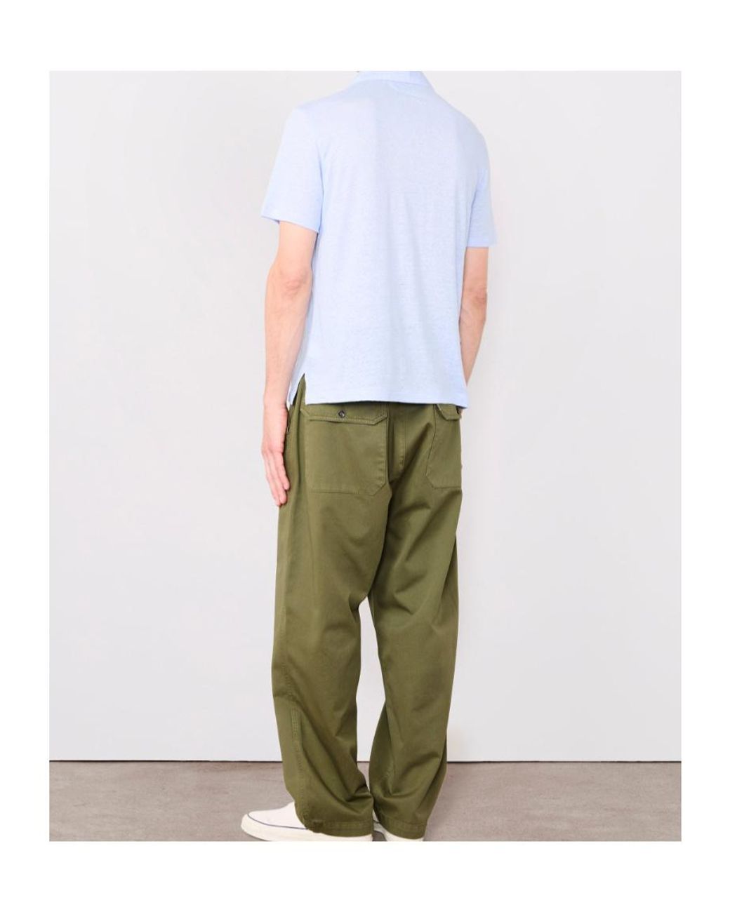 Officine Generale Blue Officine Générale Garment Dyed Knit Polo Shirt for men