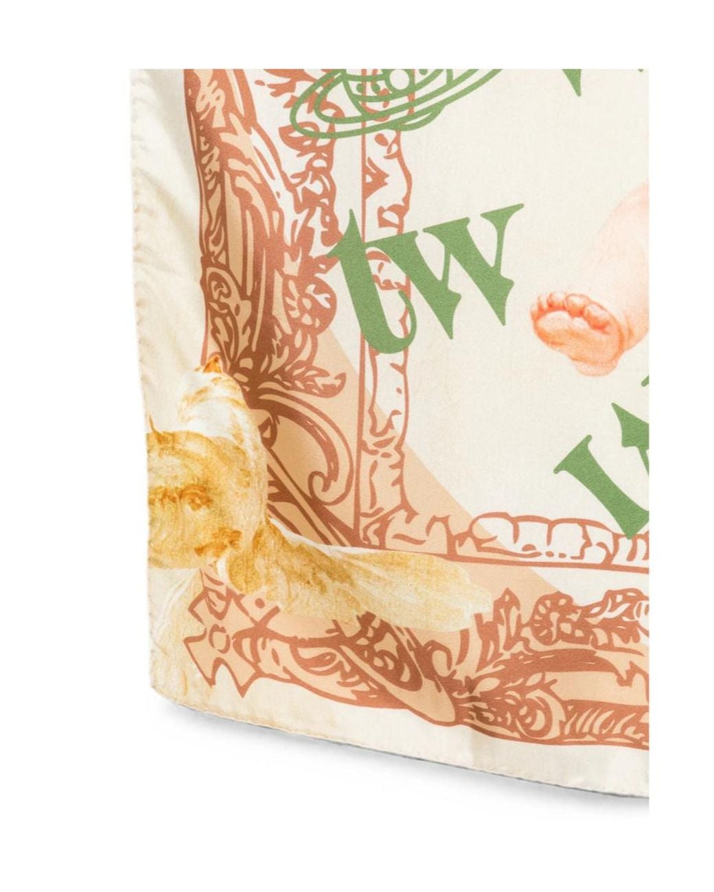 Vivienne Westwood White Cherub Print Square Scarf