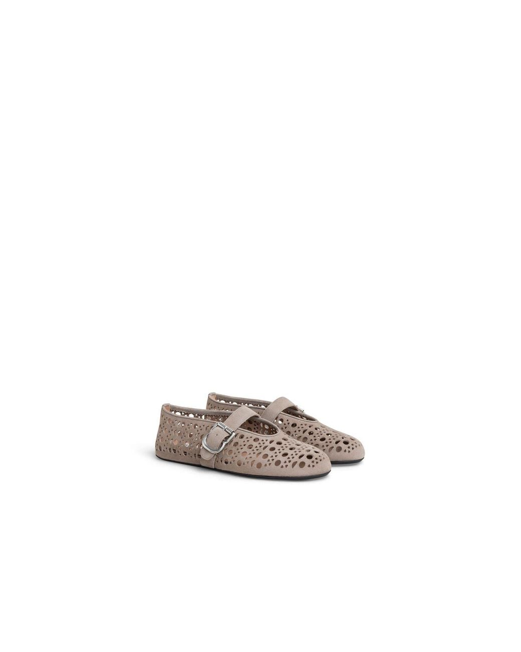 Alaïa Gray Suede Ballet Flats