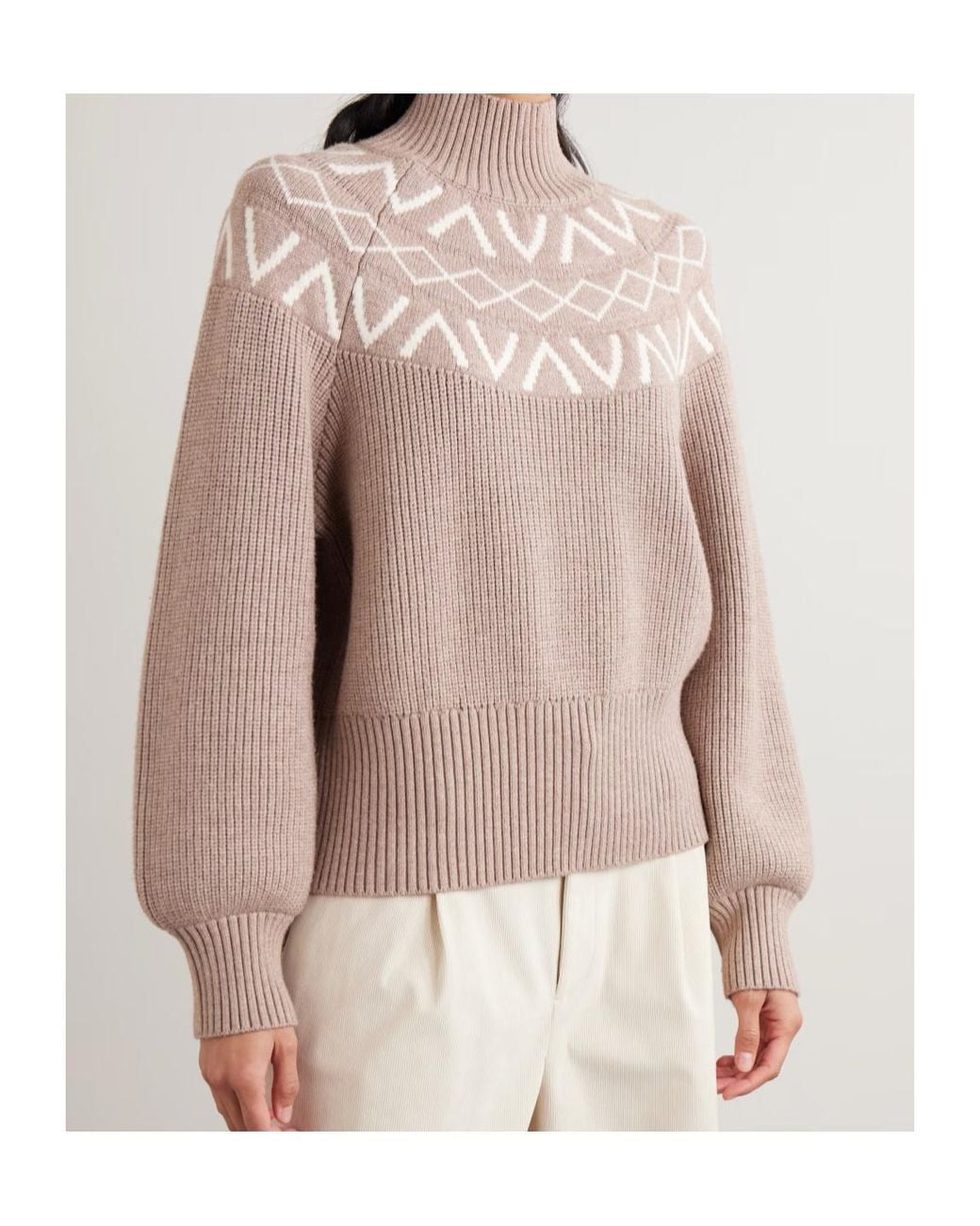 Varley Pink Marcie Fair Isle Knitted Sweater