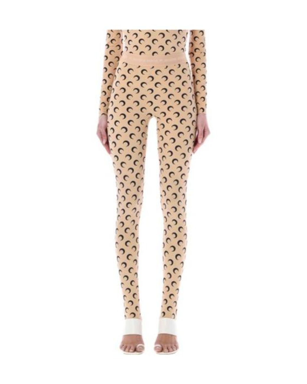MARINE SERRE Natural Moon Printed Skinny-Cut Leggings