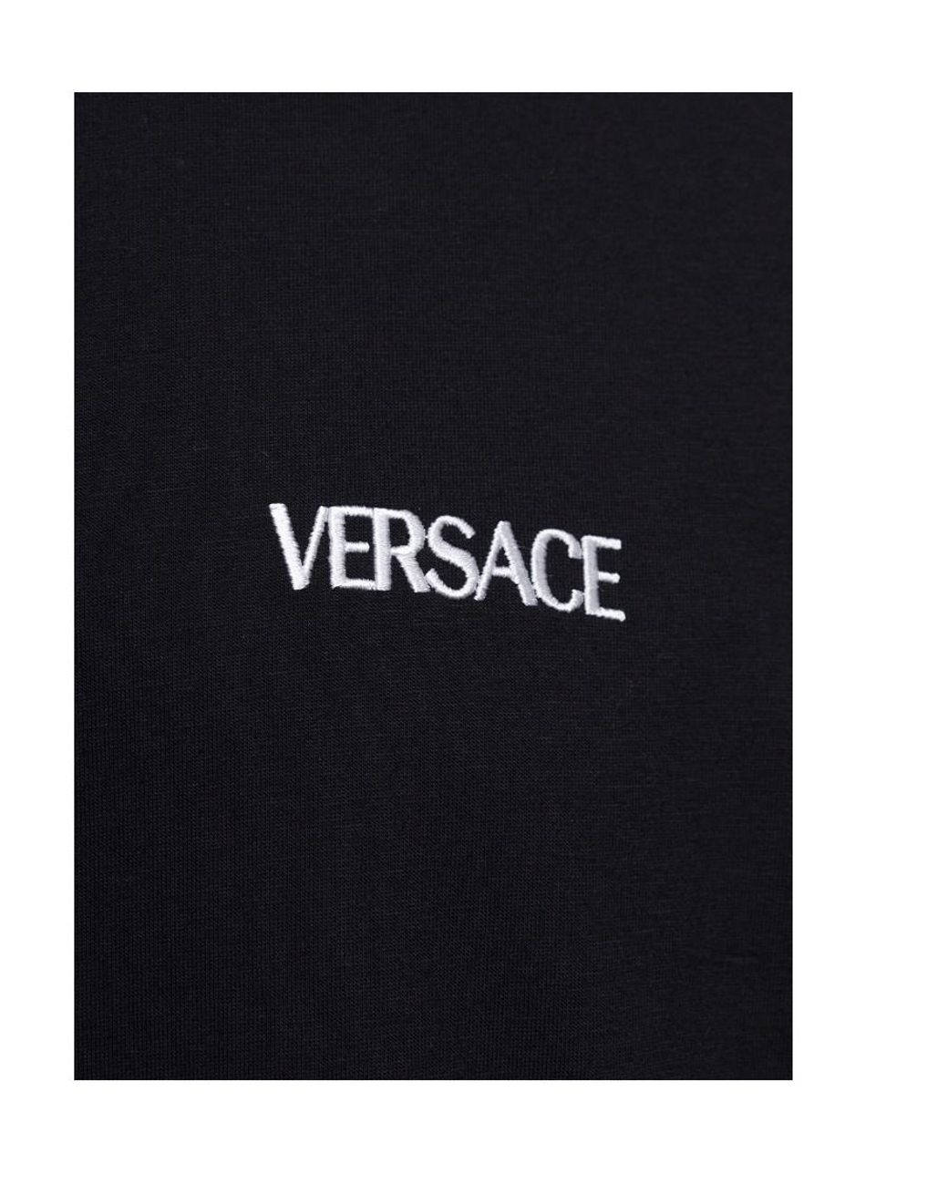 Versace Black Logo-Embroidered Crewneck T-Shirt for men