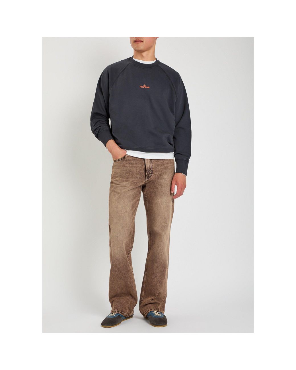 Stone Island Blue Round-Neck Sweatshirt for men