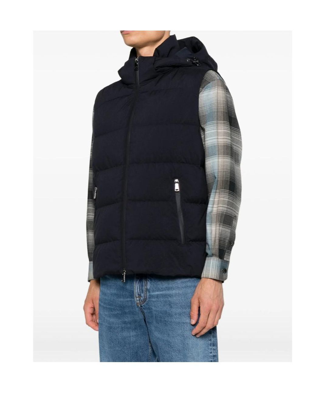 Paul & Shark Blue Hooded Padded Gilet for men