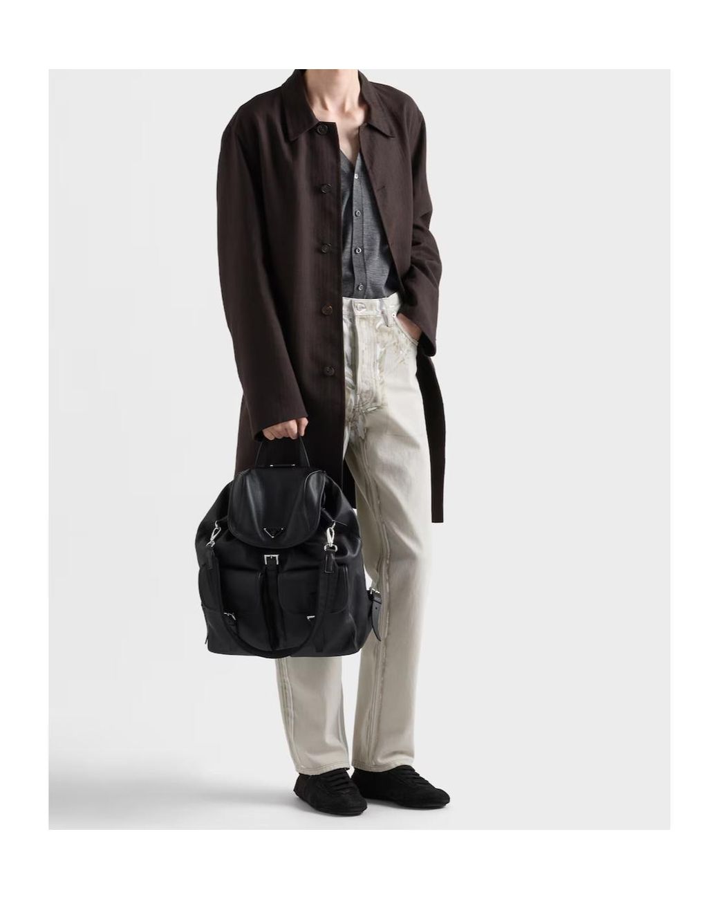 Prada Black Leather Backpack for men