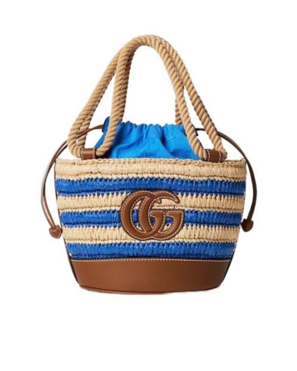Gucci Blue Woven Mini Bucket Bag