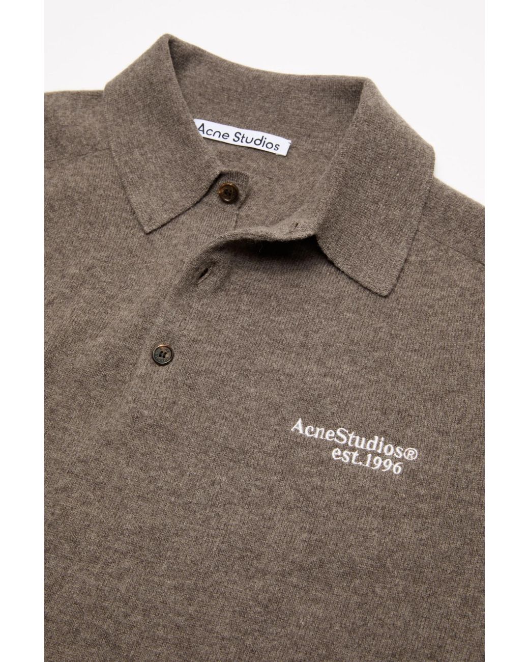 Acne Brown Long-Sleeved Knitted Polo Shirt for men