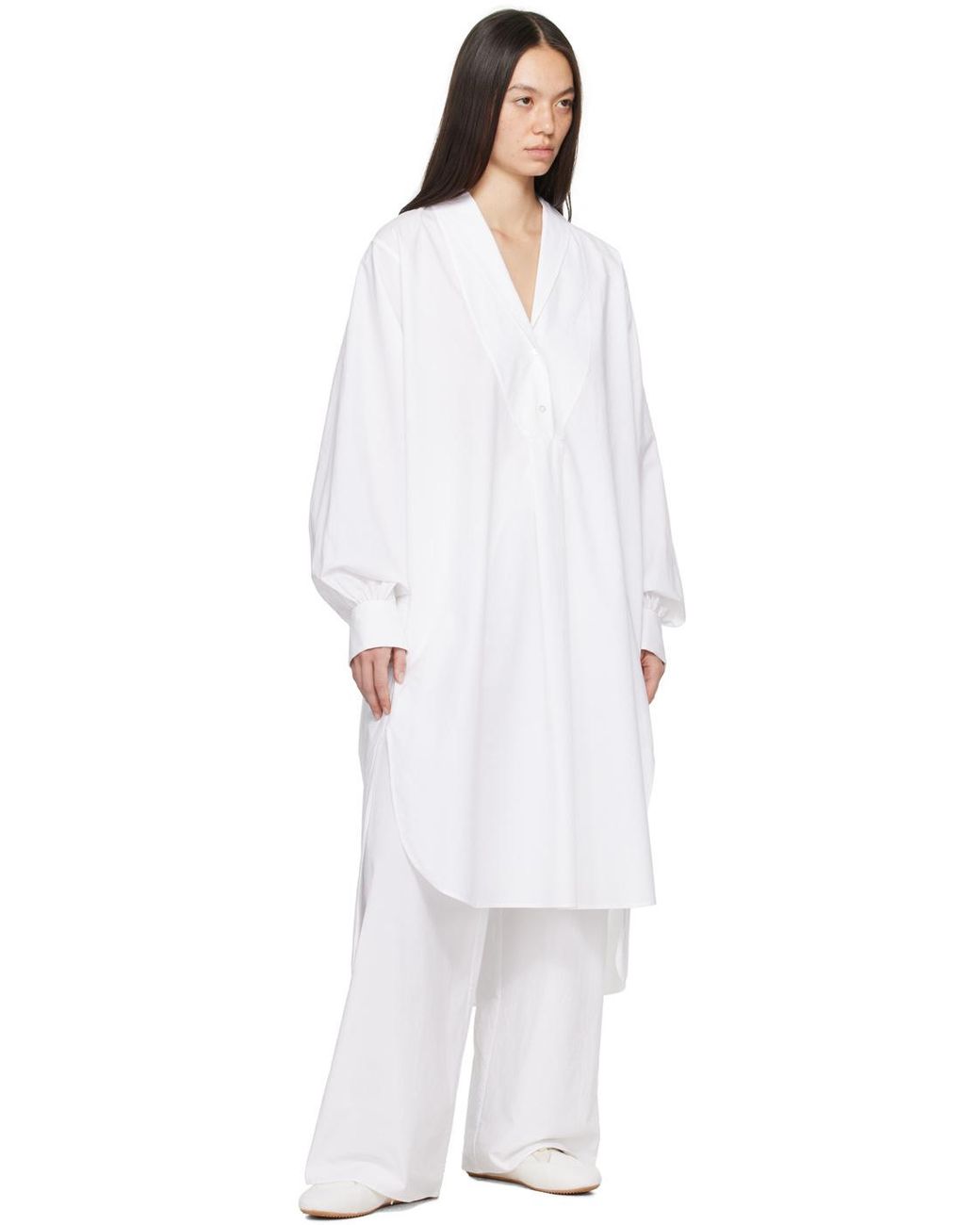 The Row White Elinor Cotton Shirt Dress