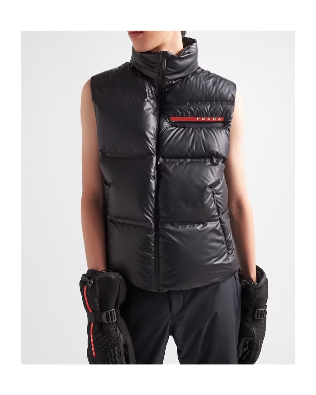 Prada Black Light Technical Fabric Down Vest for men