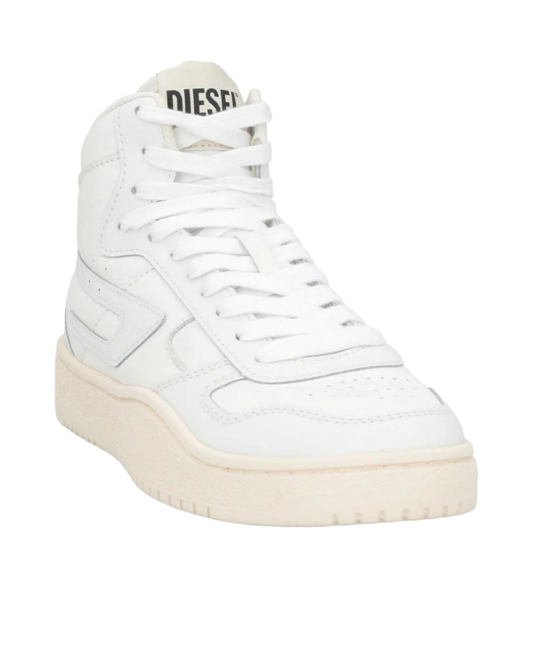 DIESEL White Minimalist High-Top Sneakers