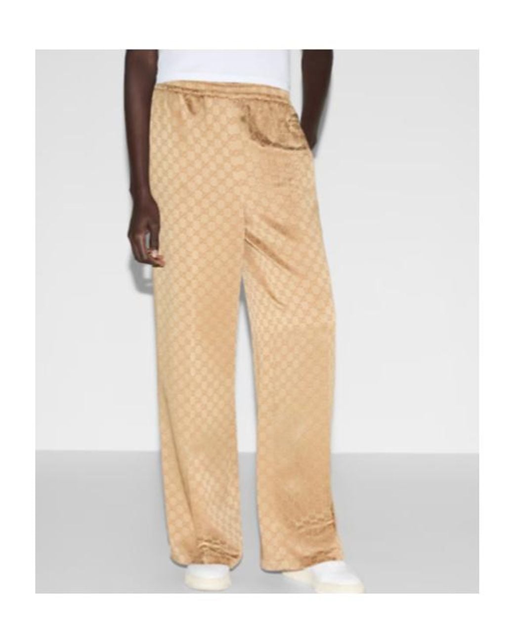 Gucci Natural Gg Jacquard Elastic Waistband Pants