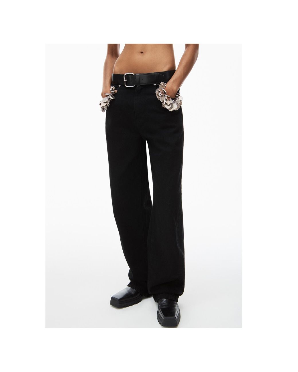 Alexander Wang Black Belted Wide-Leg Jeans