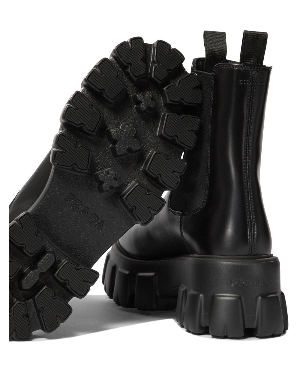 Prada Black Monolith Round-Toe Chelsea Boots