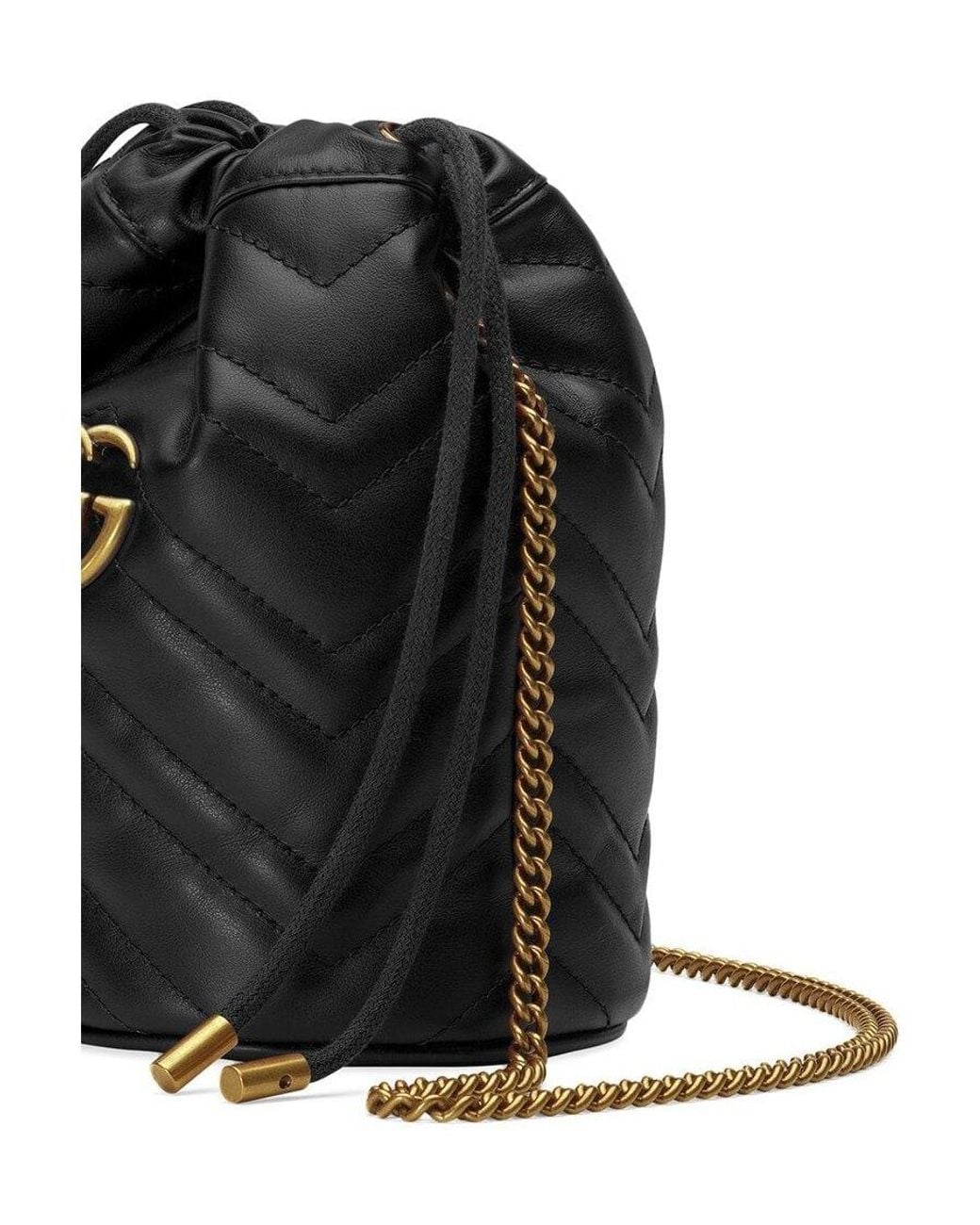 Gucci Black Gg Marmont Mini Quilted Bucket Bag