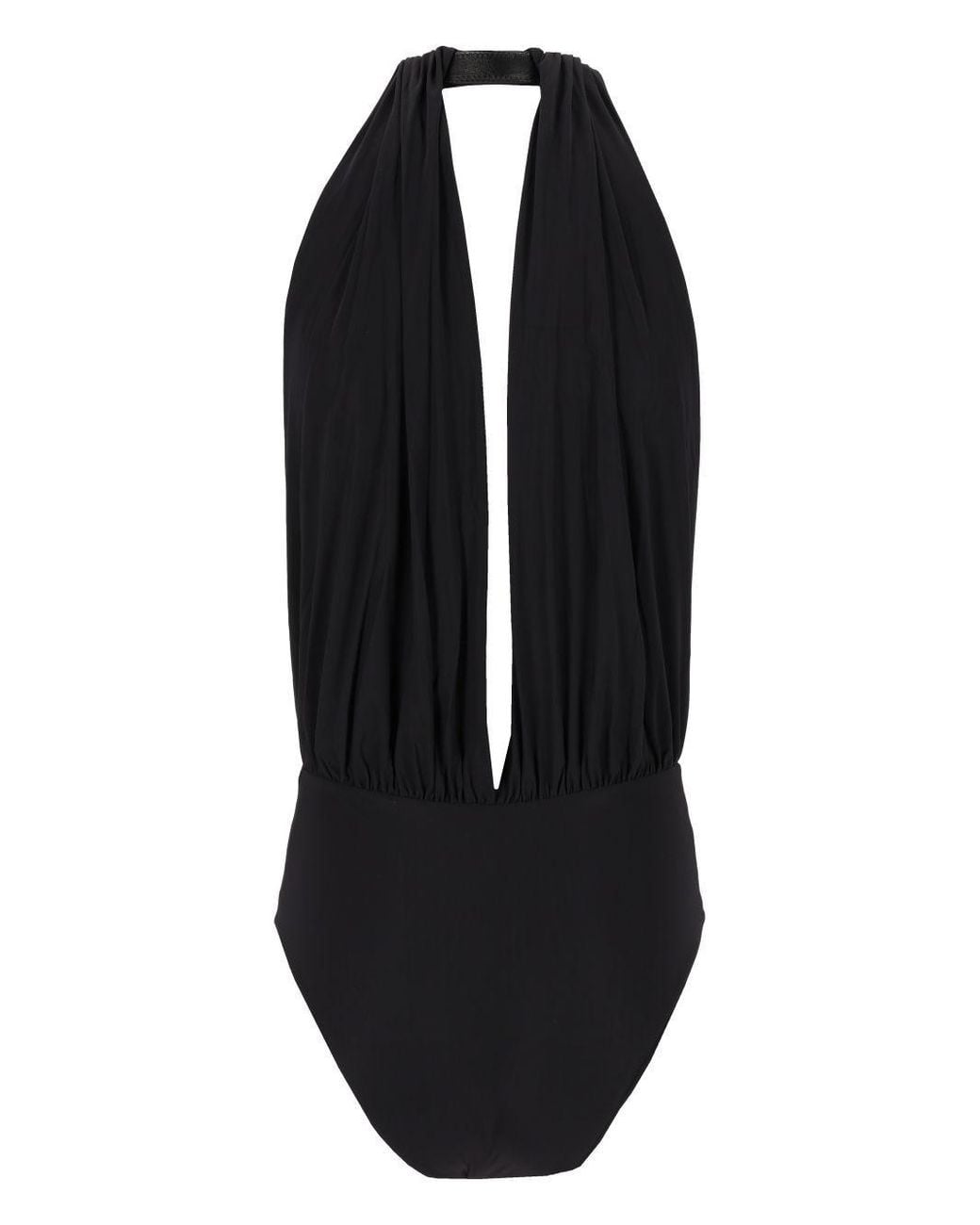 Amazuìn Black Ember Plunge Halterneck Bodysuit