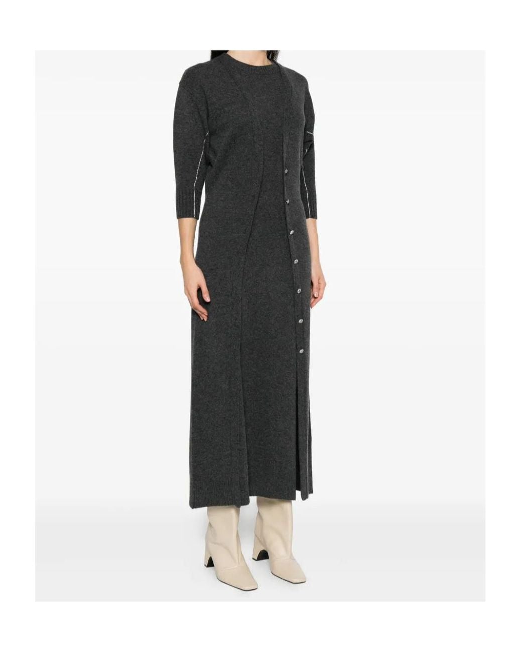 Rabanne Black Layered Knitted Midi Dress