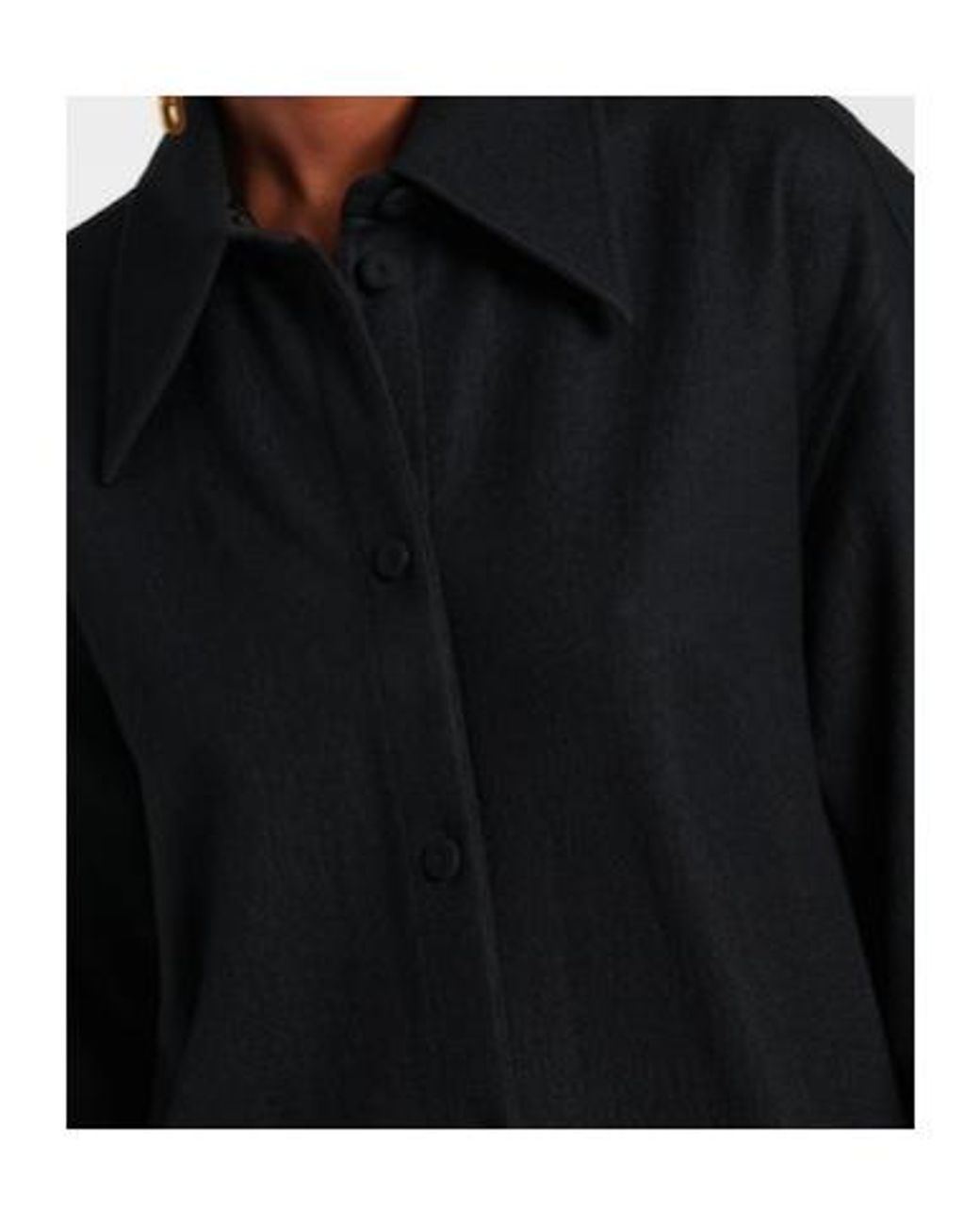 Jil Sander Black Asymmetric Wool-Trimmed Shirt Dress