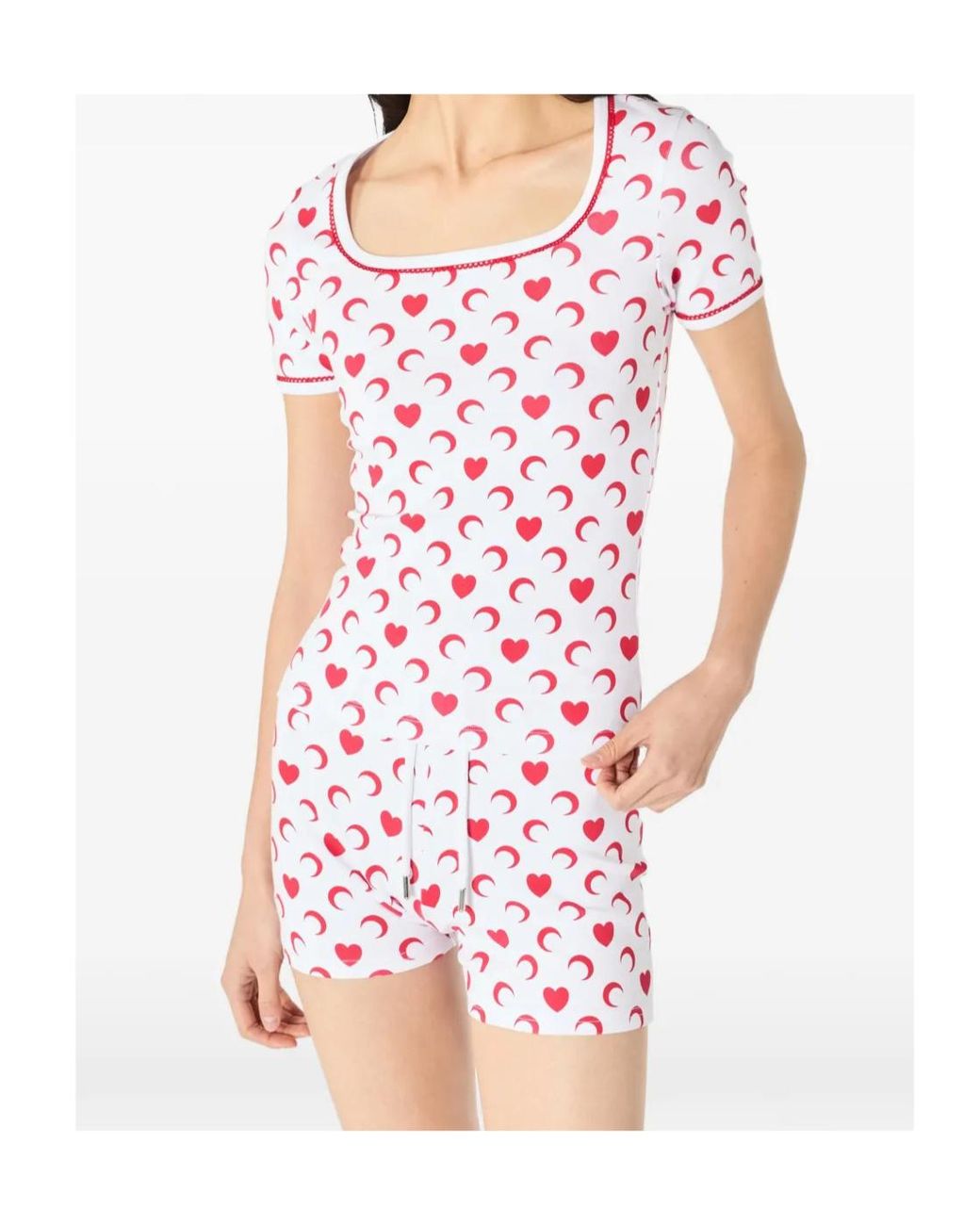 MARINE SERRE Red Moon Heart Printed Mini Shorts